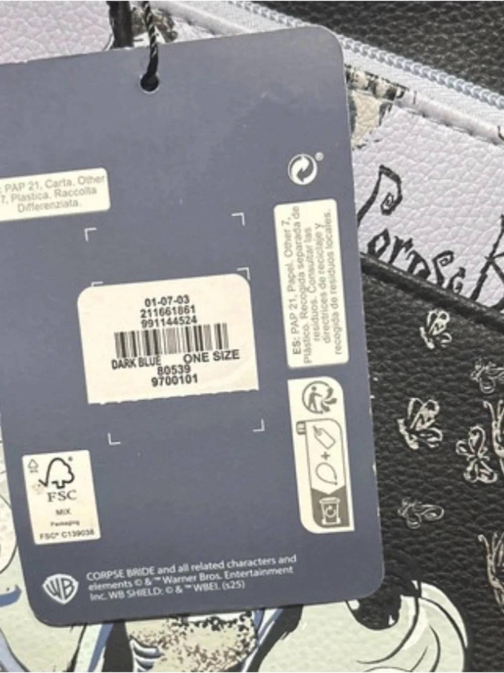 Primark Black Corpse Bride Graphic Zip Pouch